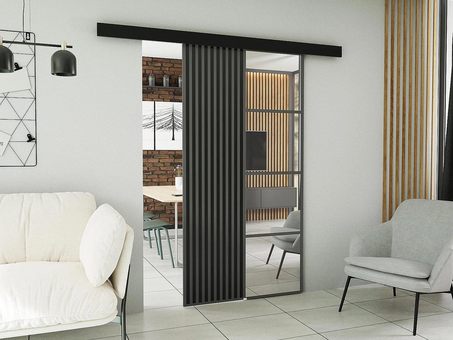 Schiebetür mit Abdeckleiste  MOLI 100 Graphit