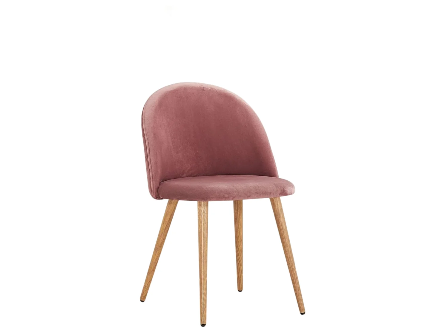 LUCIA - Table à Manger Rectangulaire Effet Chêne + 4 Chaises en Velours Roses - Style Scandinave