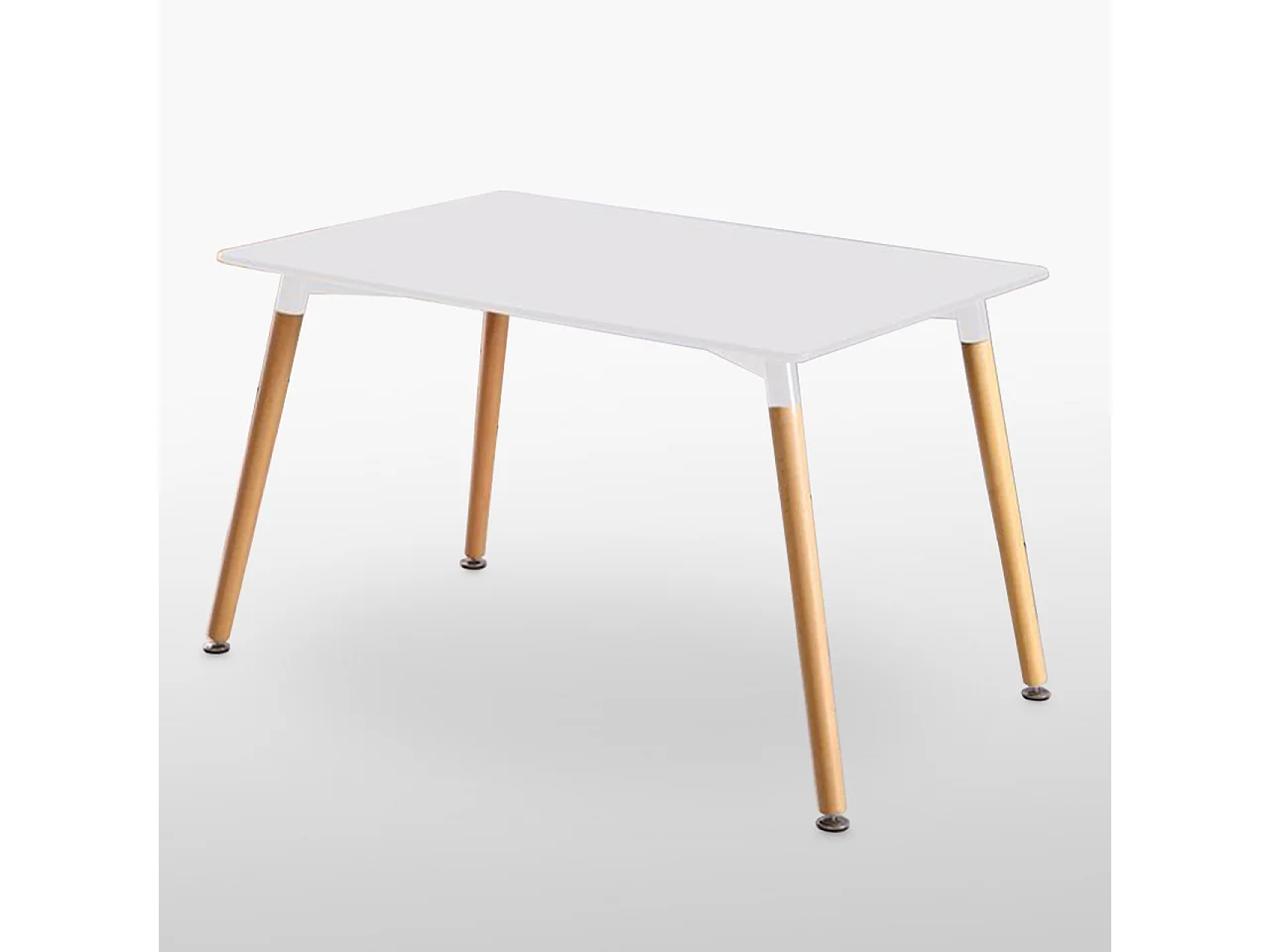 LUCIA - Table à Manger Rectangulaire Blanche + 4 Chaises en Velours Beiges - Style Scandinave