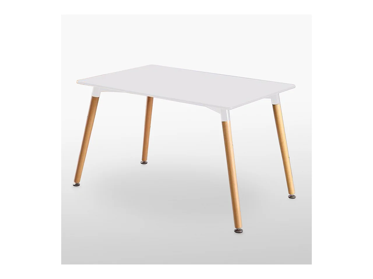 LUCIA - Table à Manger Rectangulaire Blanche + 4 Chaises en Velours Grises - Style Scandinave