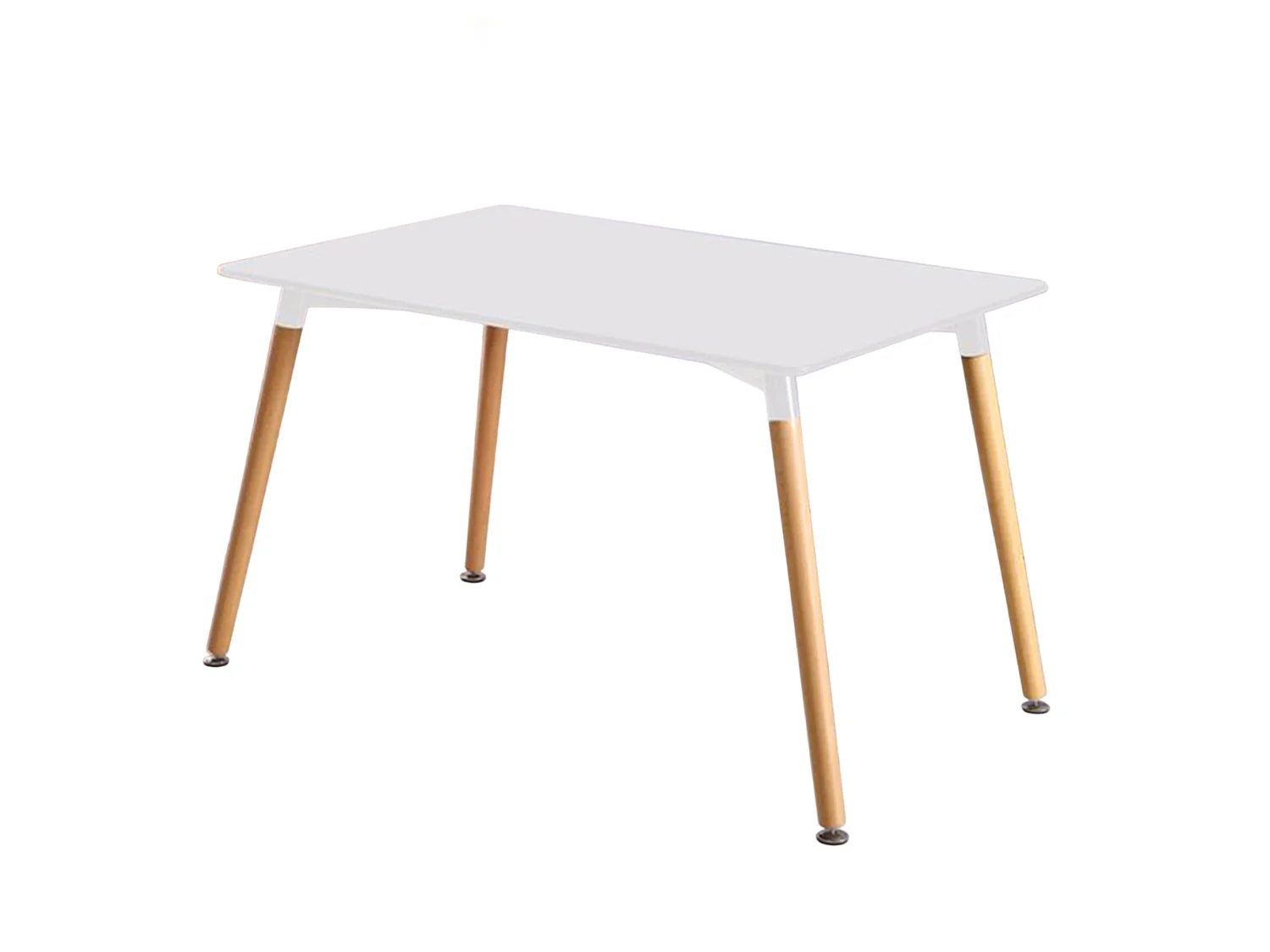 LUCIA - Table à Manger Rectangulaire Blanche + 4 Chaises en Velours Grises - Style Scandinave