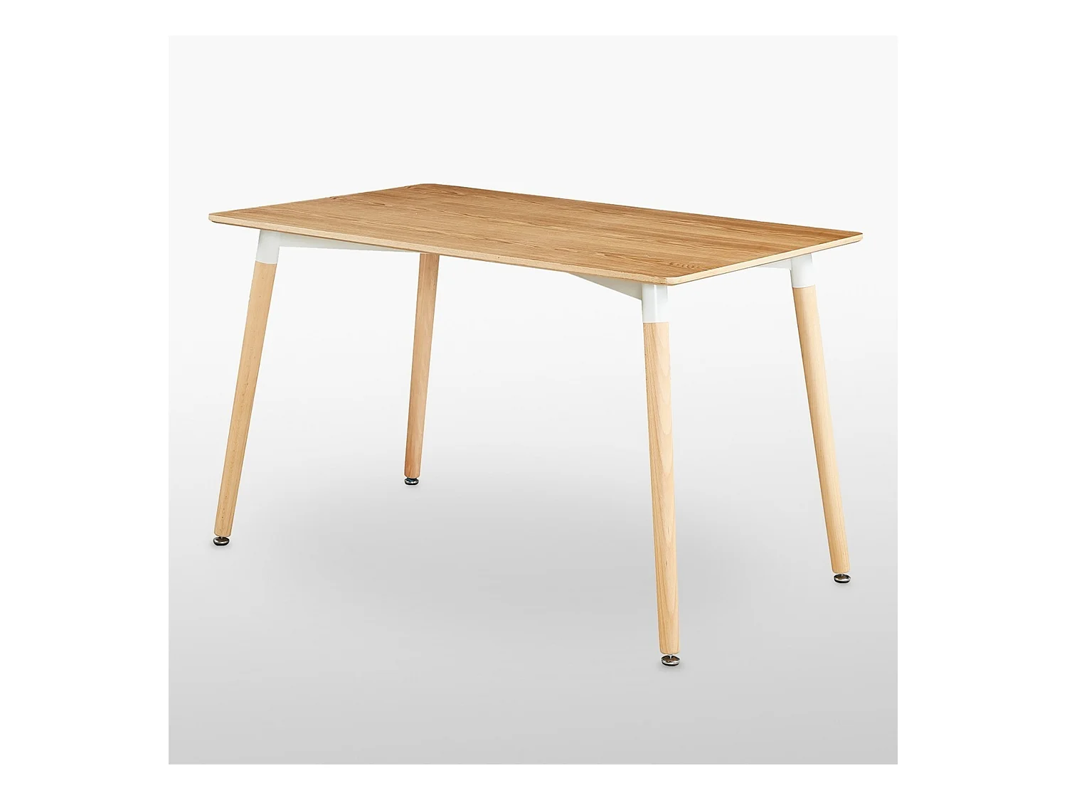 LUCIA - Table à Manger Rectangulaire Effet Chêne + 4 Chaises en Velours Grises - Style Scandinave