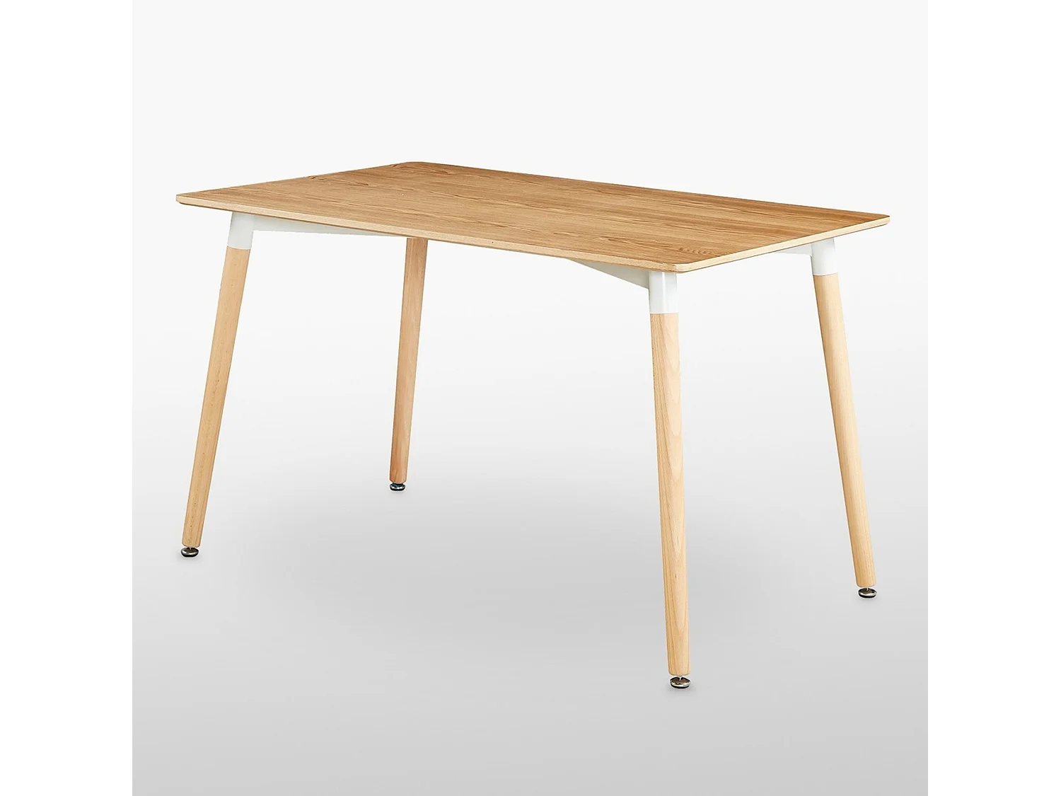 LUCIA - Table à Manger Rectangulaire Effet Chêne + 4 Chaises en Velours Grises - Style Scandinave