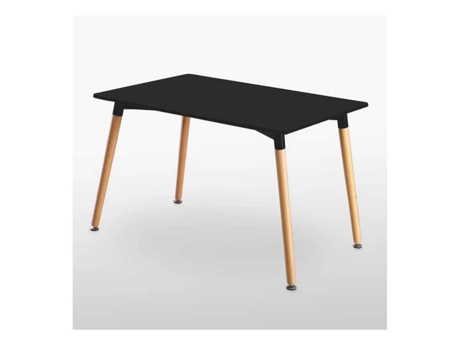 LUCIA - Table à Manger Rectangulaire Noire + 4 Chaises en Velours Grises - Style Scandinave