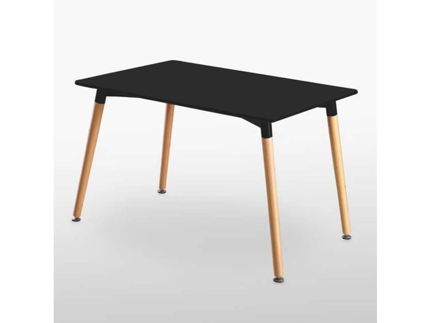 LUCIA - Table à Manger Rectangulaire Noire + 4 Chaises en Velours Grises - Style Scandinave