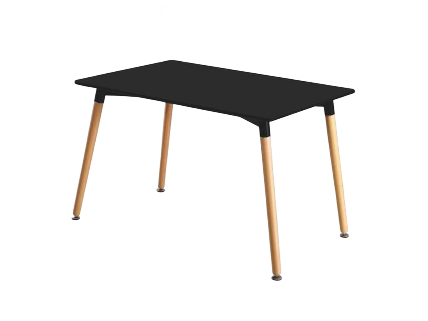 LUCIA - Table à Manger Rectangulaire Noire + 4 Chaises en Velours Roses - Style Scandinave
