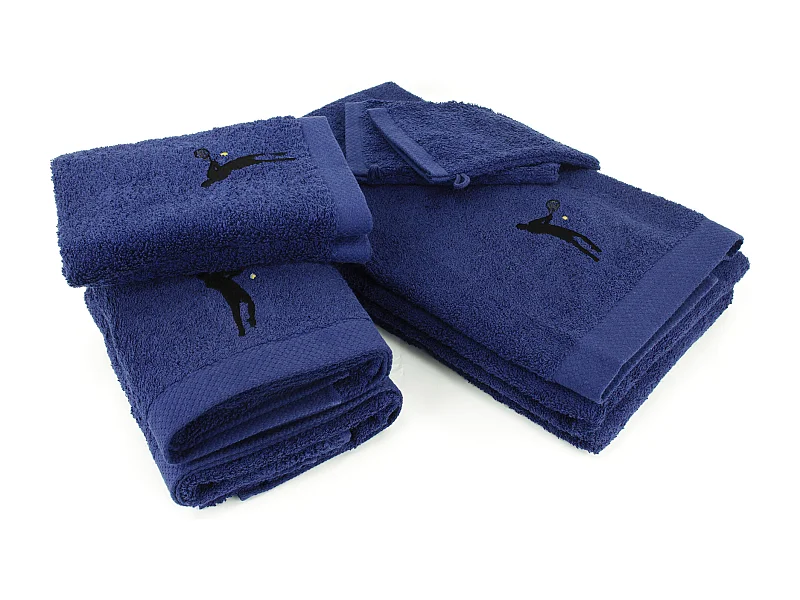 Parure de bain 8 pièces coton 550 g/m2 PURE TENNIS Bleu Marine