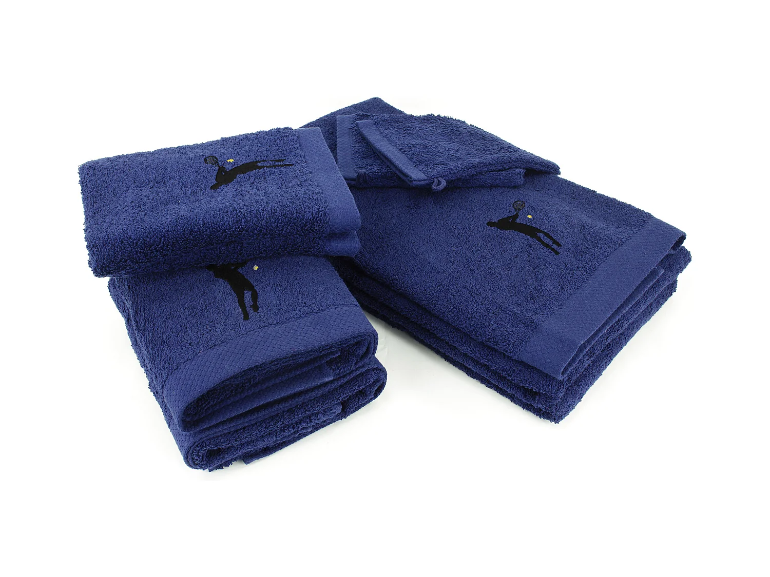 Parure de bain 8 pièces coton 550 g/m2 PURE TENNIS Bleu Marine