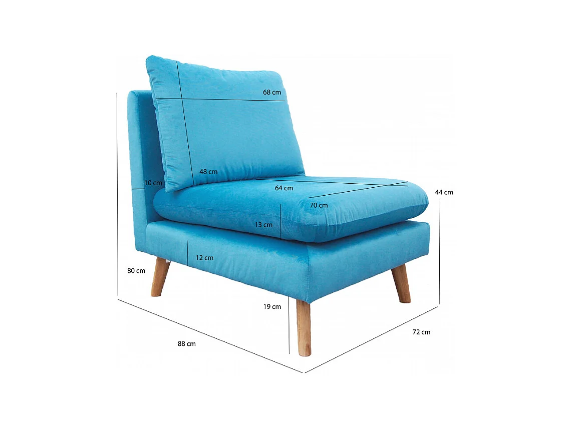 Chauffeuse pour canapé modulable en velours bleu - LASSIE