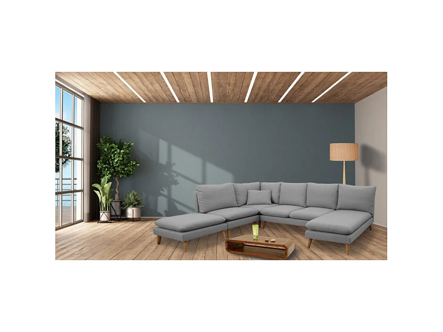 Chauffeuse pour canapé modulable en velours bleu - LASSIE