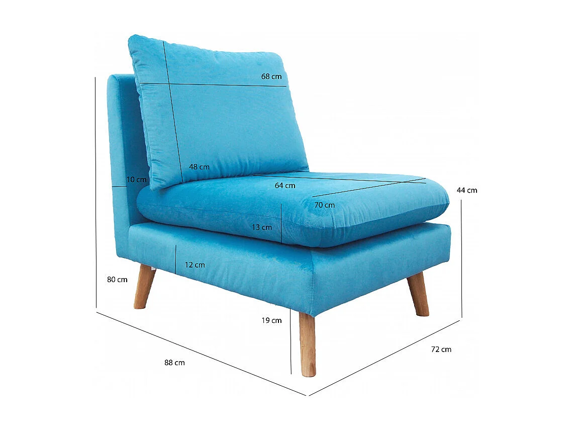 Chauffeuse pour canapé modulable en velours bleu - LASSIE