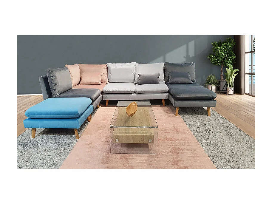 Chauffeuse pour canapé modulable en velours rose - LASSIE