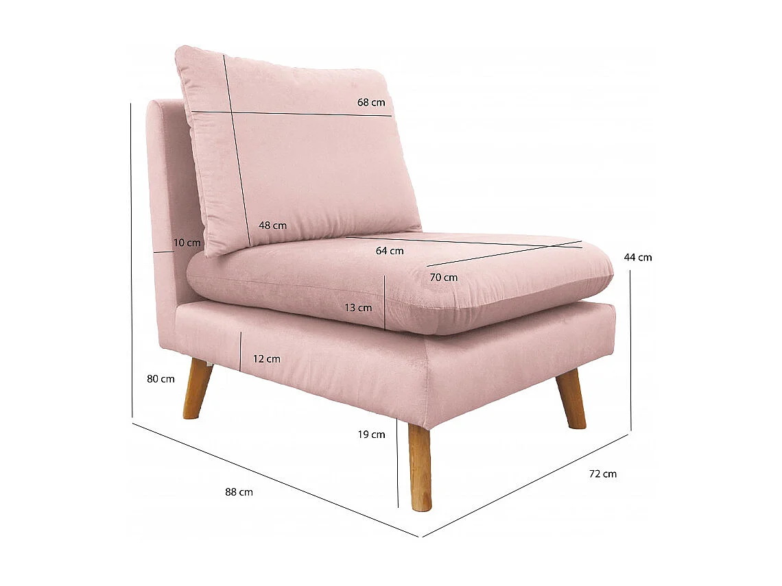 Chauffeuse pour canapé modulable en velours rose - LASSIE