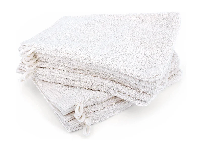 Lot de 12 gants de toilette 16x21 cm ALPHA blanc