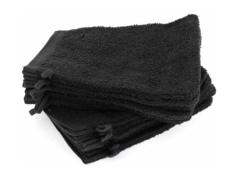 Lot de 12 gants de toilette 16x21 cm ALPHA noir