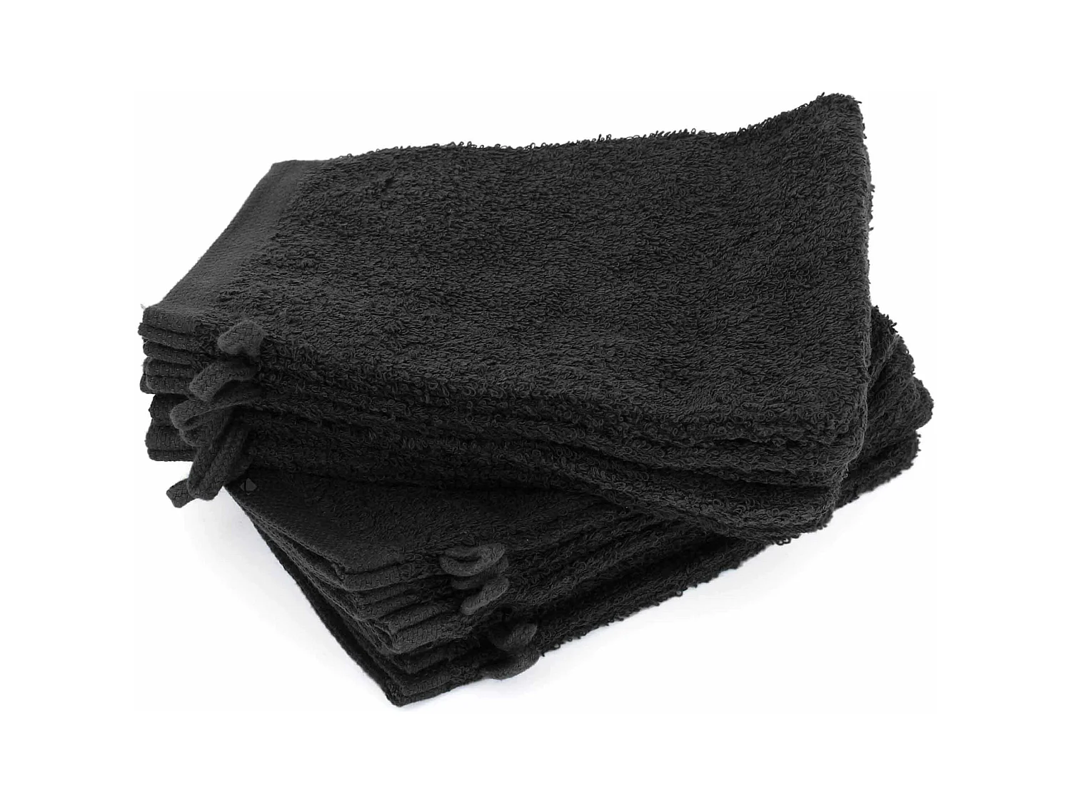 Lot de 12 gants de toilette 16x21 cm ALPHA noir