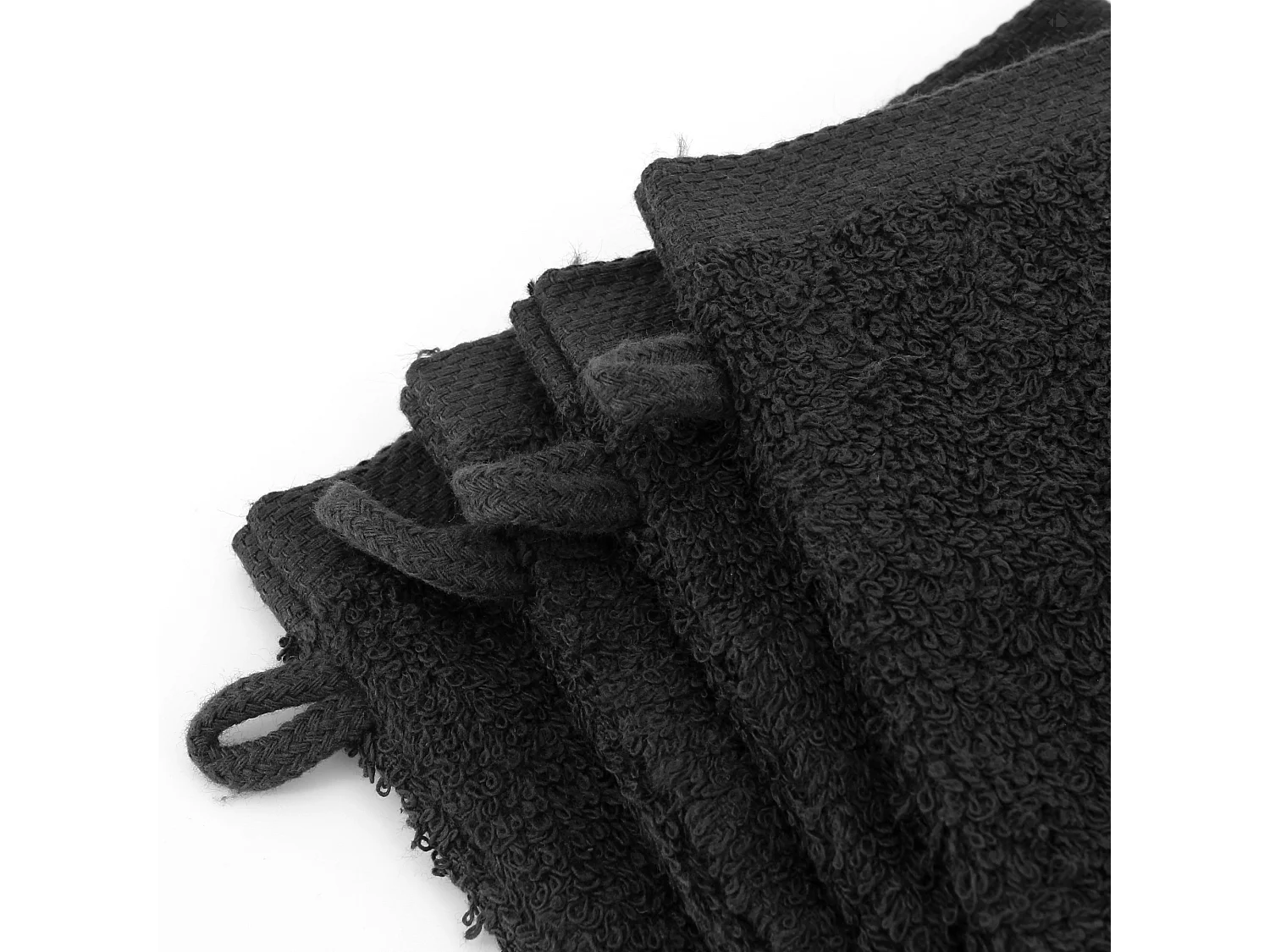 Lot de 12 gants de toilette 16x21 cm ALPHA noir
