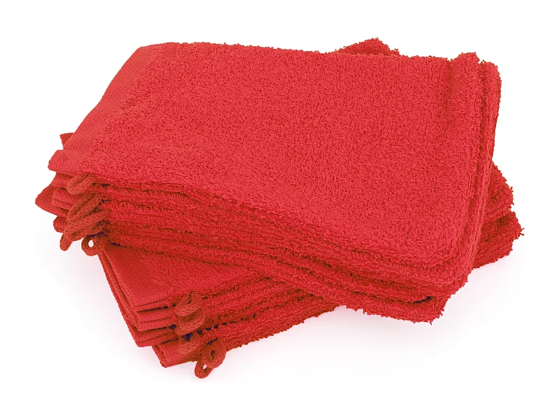 Lot de 12 gants de toilette 16x21 cm ALPHA rouge