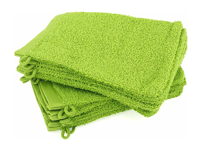 Lot de 12 gants de toilette 16x21 cm ALPHA vert Pistache