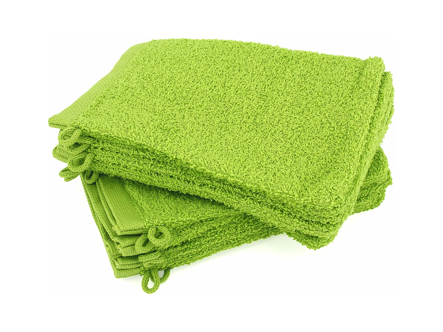 Lot de 12 gants de toilette 16x21 cm ALPHA vert Pistache