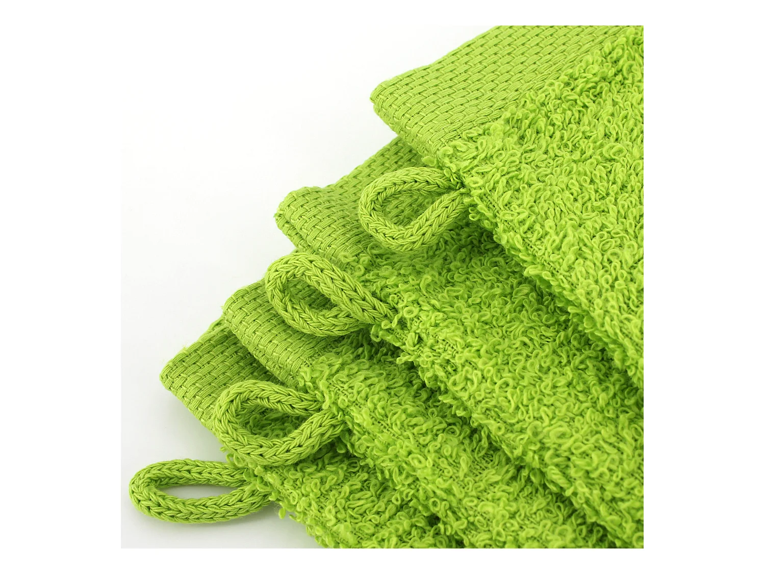 Lot de 12 gants de toilette 16x21 cm ALPHA vert Pistache