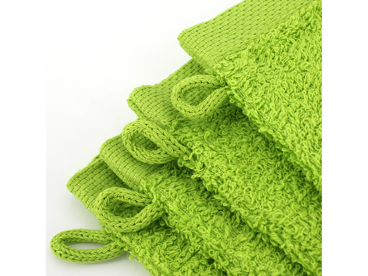 Lot de 12 gants de toilette 16x21 cm ALPHA vert Pistache