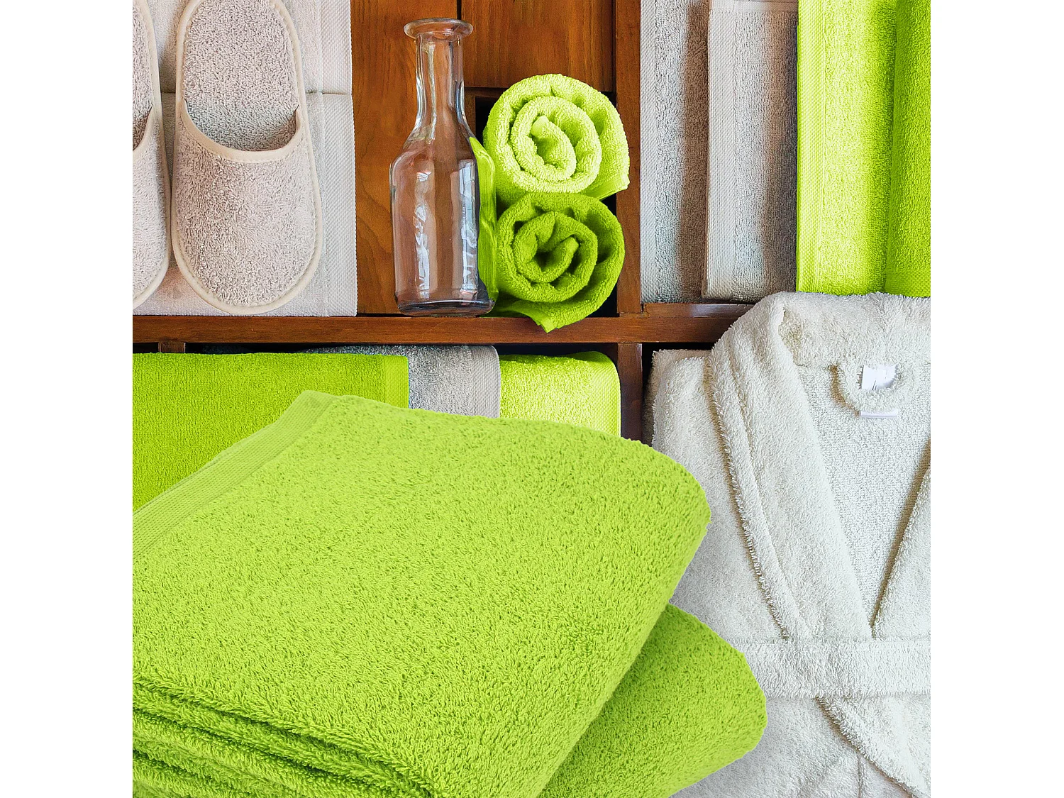 Lot de 12 gants de toilette 16x21 cm ALPHA vert Pistache