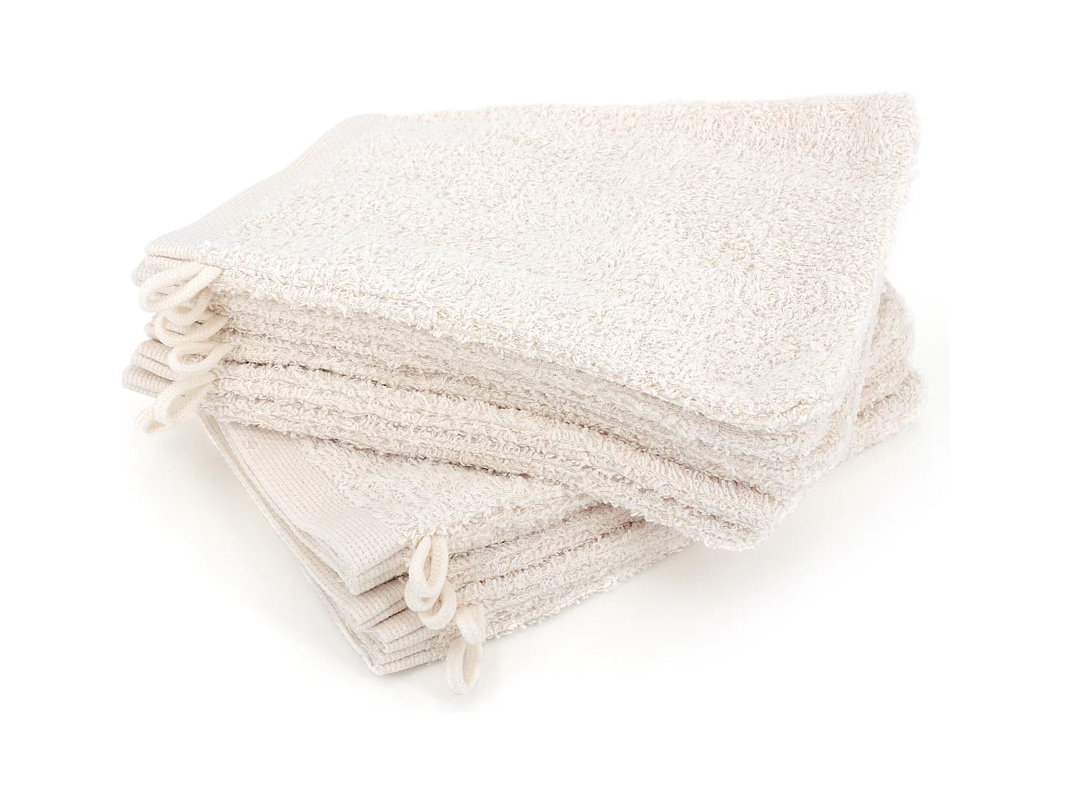 Lot de 12 gants de toilette 16x21 cm ALPHA ivoire