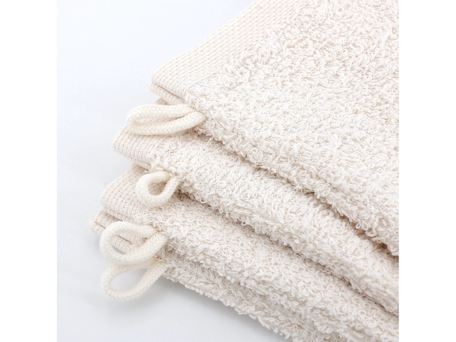 Lot de 12 gants de toilette 16x21 cm ALPHA ivoire