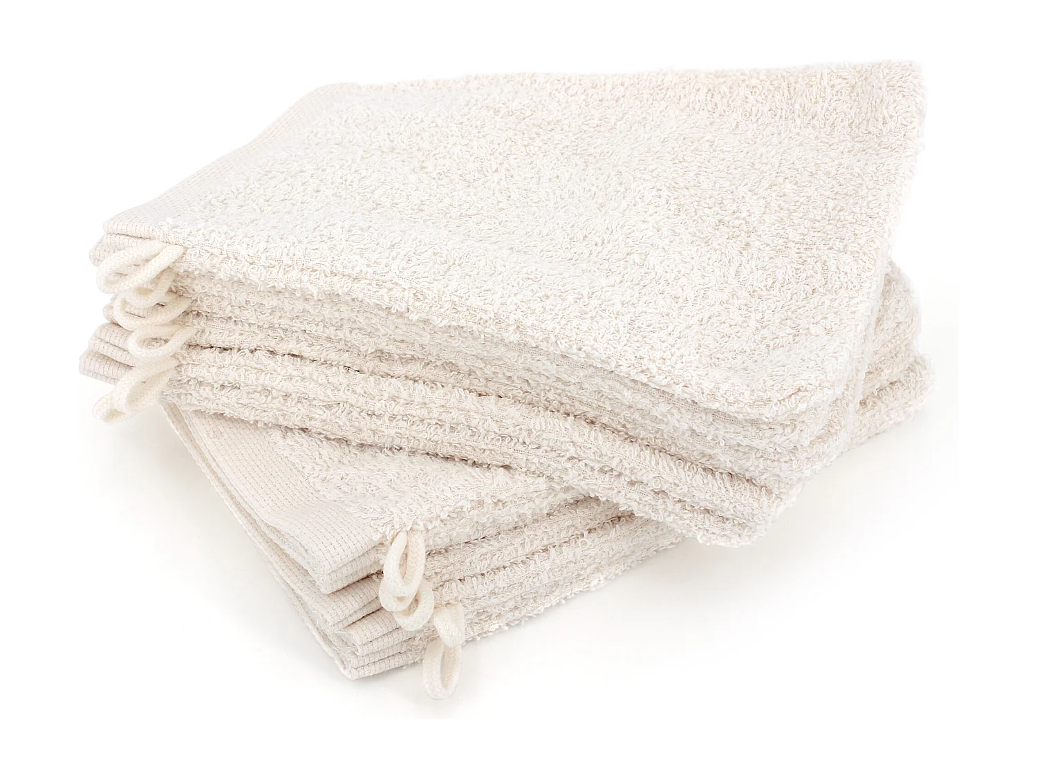 Lot de 12 gants de toilette 16x21 cm ALPHA ivoire