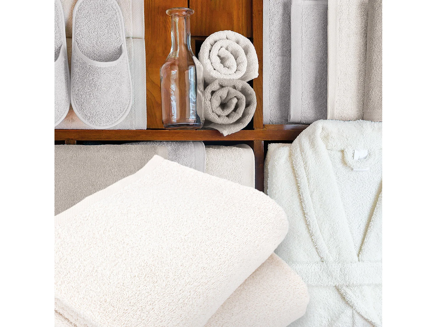 Lot de 12 gants de toilette 16x21 cm ALPHA ivoire