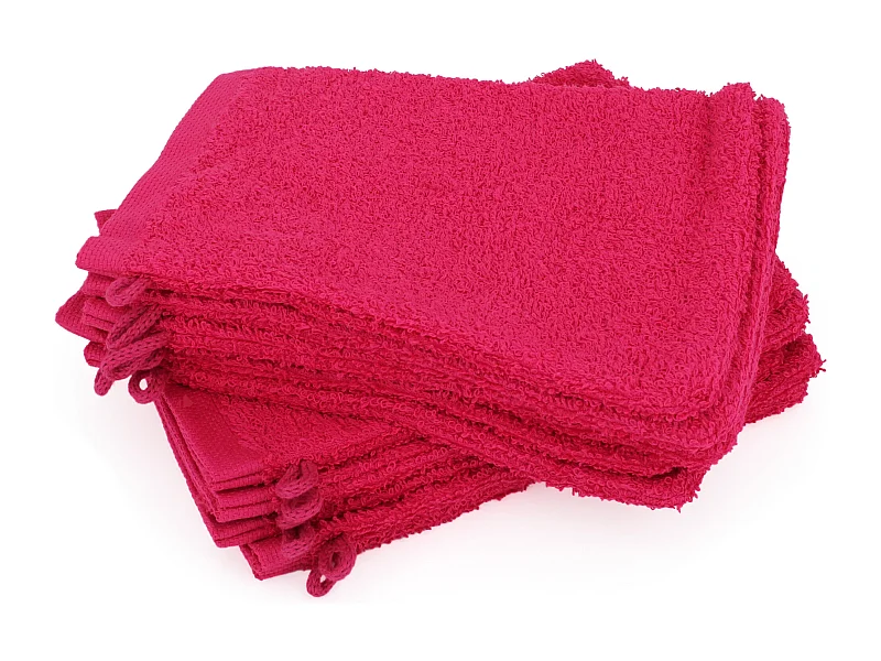 Lot de 12 gants de toilette 16x21 cm ALPHA rose Fuschia