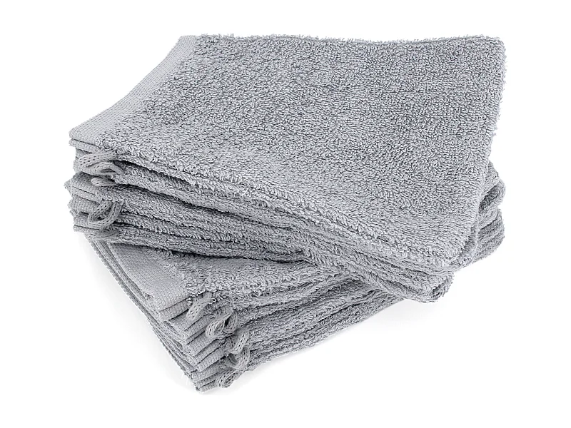 Lot de 12 gants de toilette 16x21 cm ALPHA gris Argent