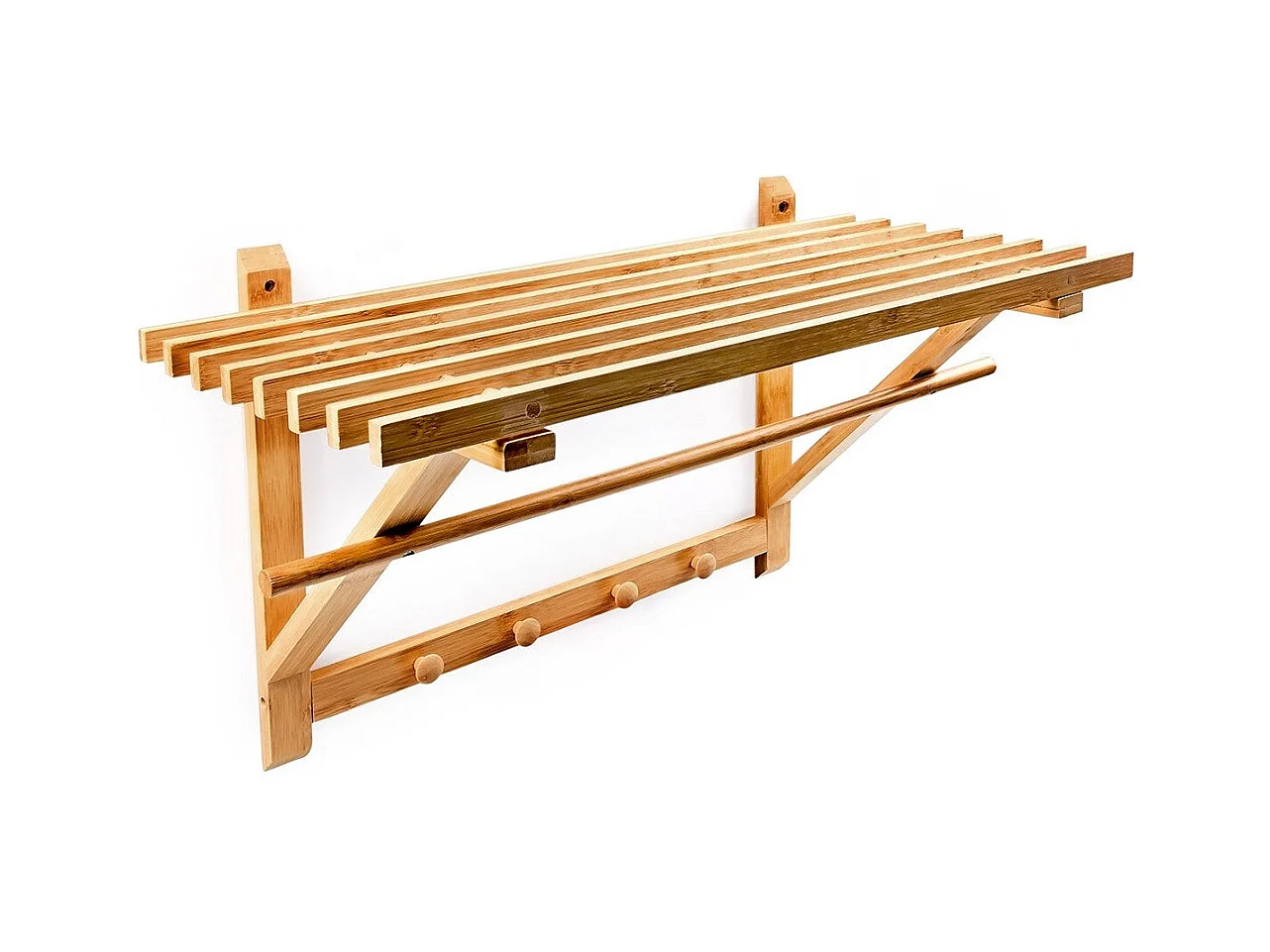 Toallero de baño de bambú con estante 60 cm 3213077