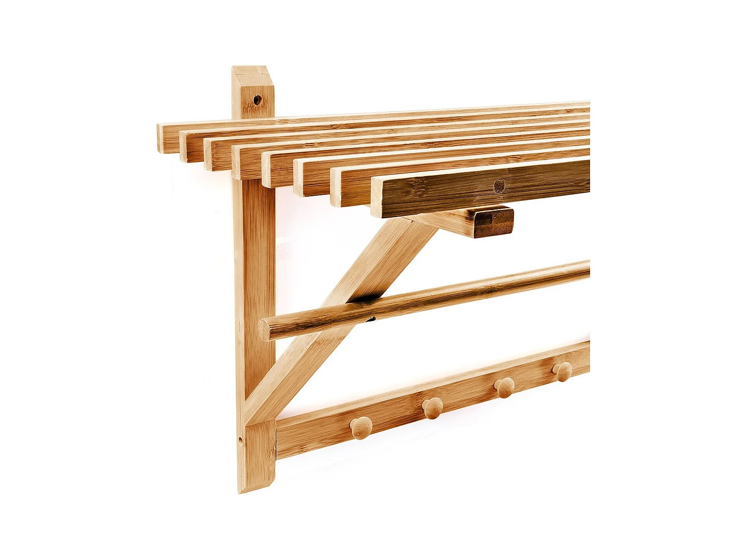 Toallero de baño de bambú con estante 60 cm 3213077