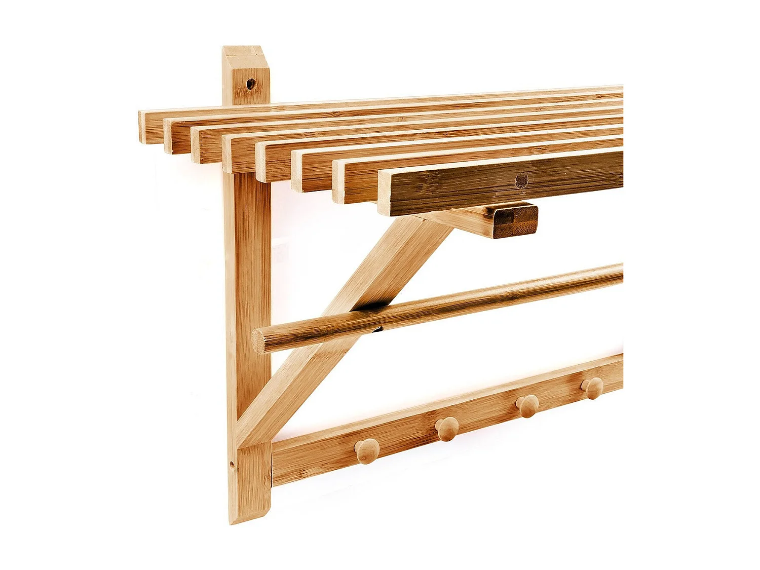 Toallero de baño de bambú con estante 60 cm 3213077