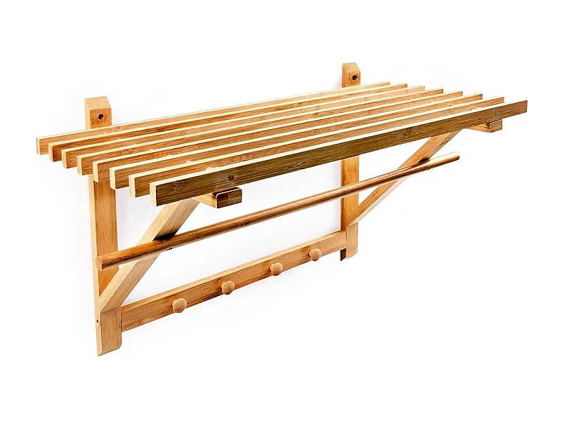 Toalheiro de banheiro de bambu com prateleira 60 cm 3213077