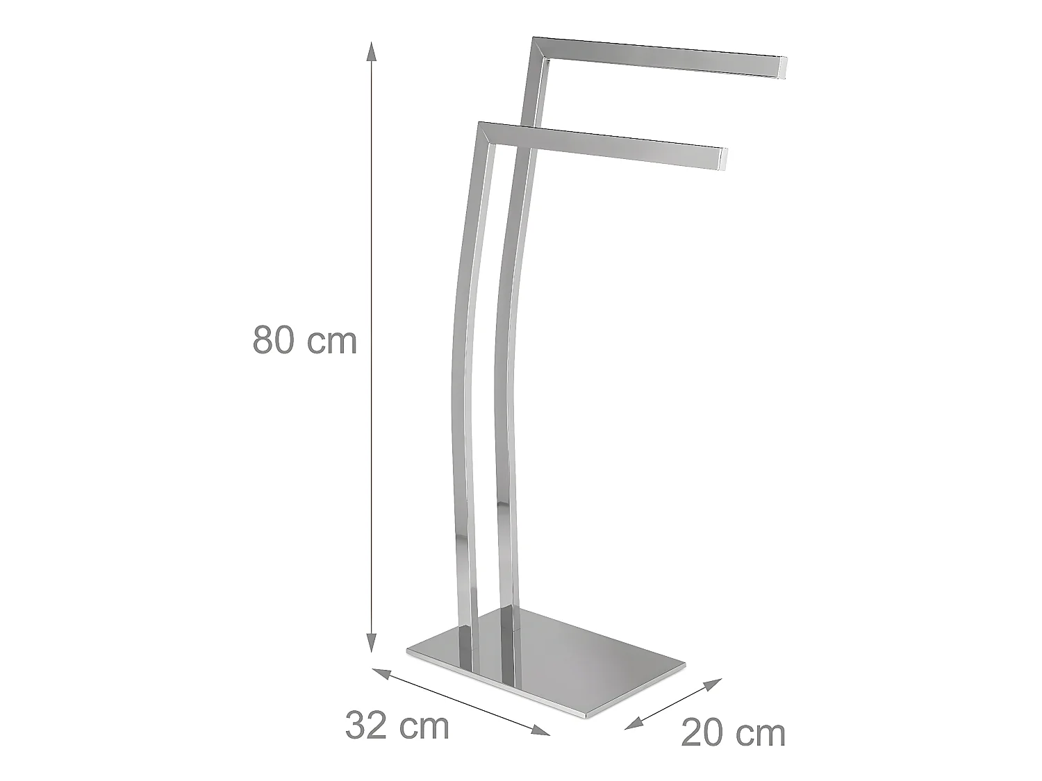 Porte-serviettes support salle de argenté 32 x 20 x 84 cm 13_0002257_2