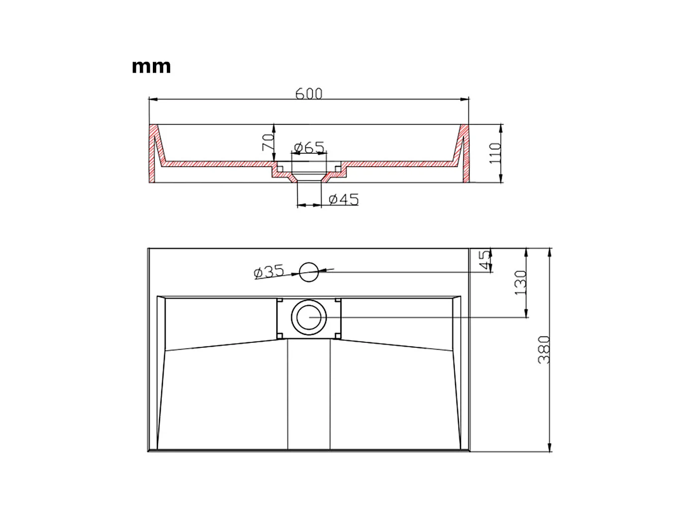 Lavabo 60 x 38 blanche 60 x 38 x 11 cm 02_0002633