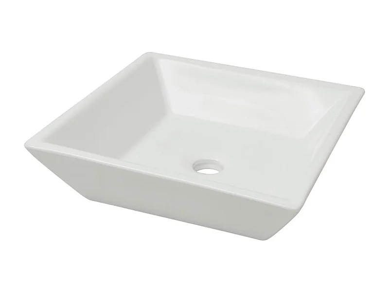 Lavabo cuadrado de cerámica 41,5 cm blanco lavabo sobre encimera de baño 02_0002531