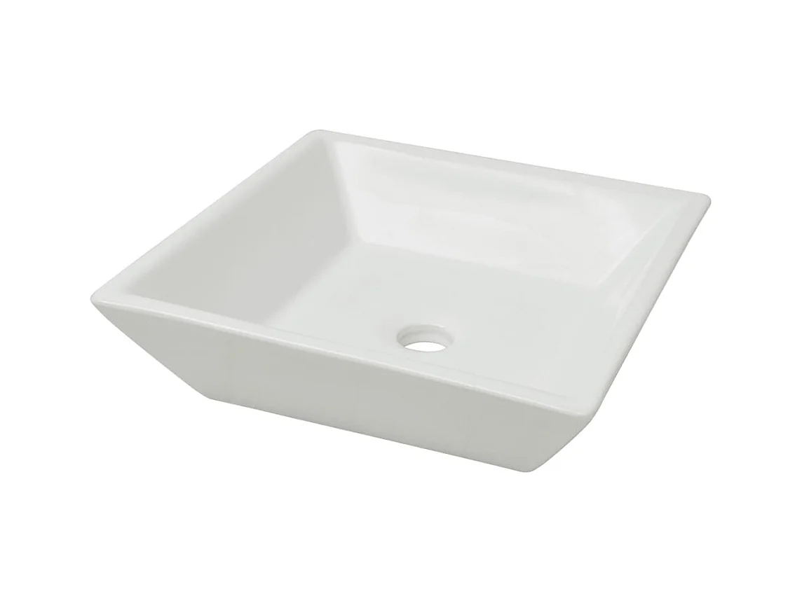 Lavabo quadrato in ceramica 41,5 cm lavabo da appoggio bagno bianco 02_0002531