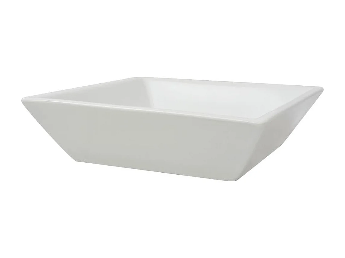 Lavabo quadrato in ceramica 41,5 cm lavabo da appoggio bagno bianco 02_0002531