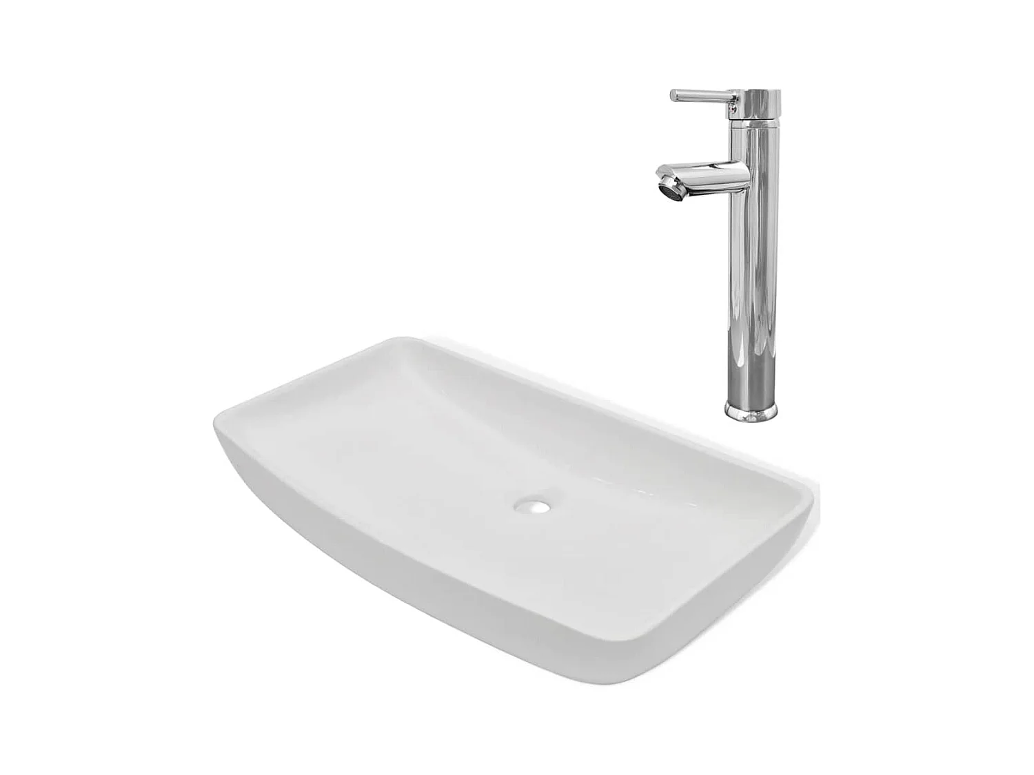 Lavatório retangular de cerâmica e torneira misturadora 71 x 38 cm branco 02_0002839