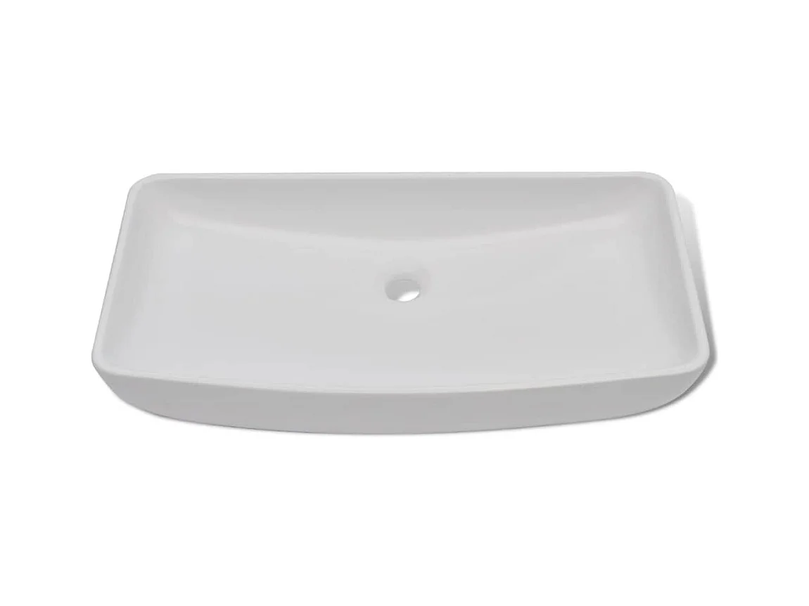 Lavatório retangular de cerâmica e torneira misturadora 71 x 38 cm branco 02_0002839