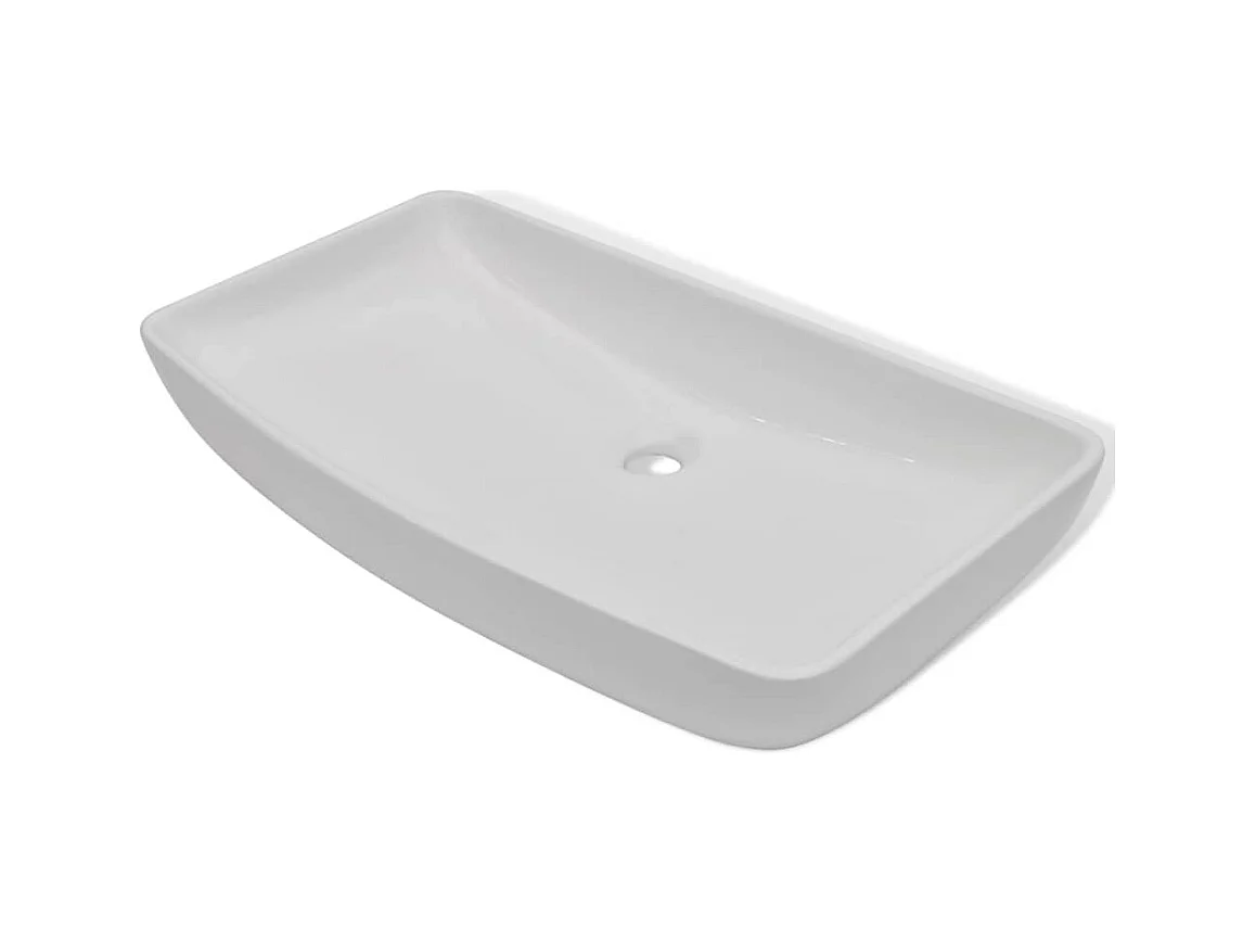 Lavatório retangular de cerâmica e torneira misturadora 71 x 38 cm branco 02_0002839