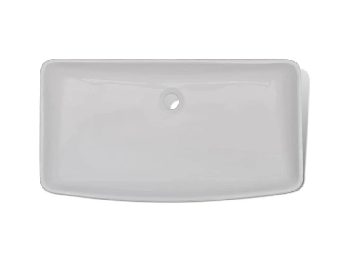 Lavatório retangular de cerâmica e torneira misturadora 71 x 38 cm branco 02_0002839