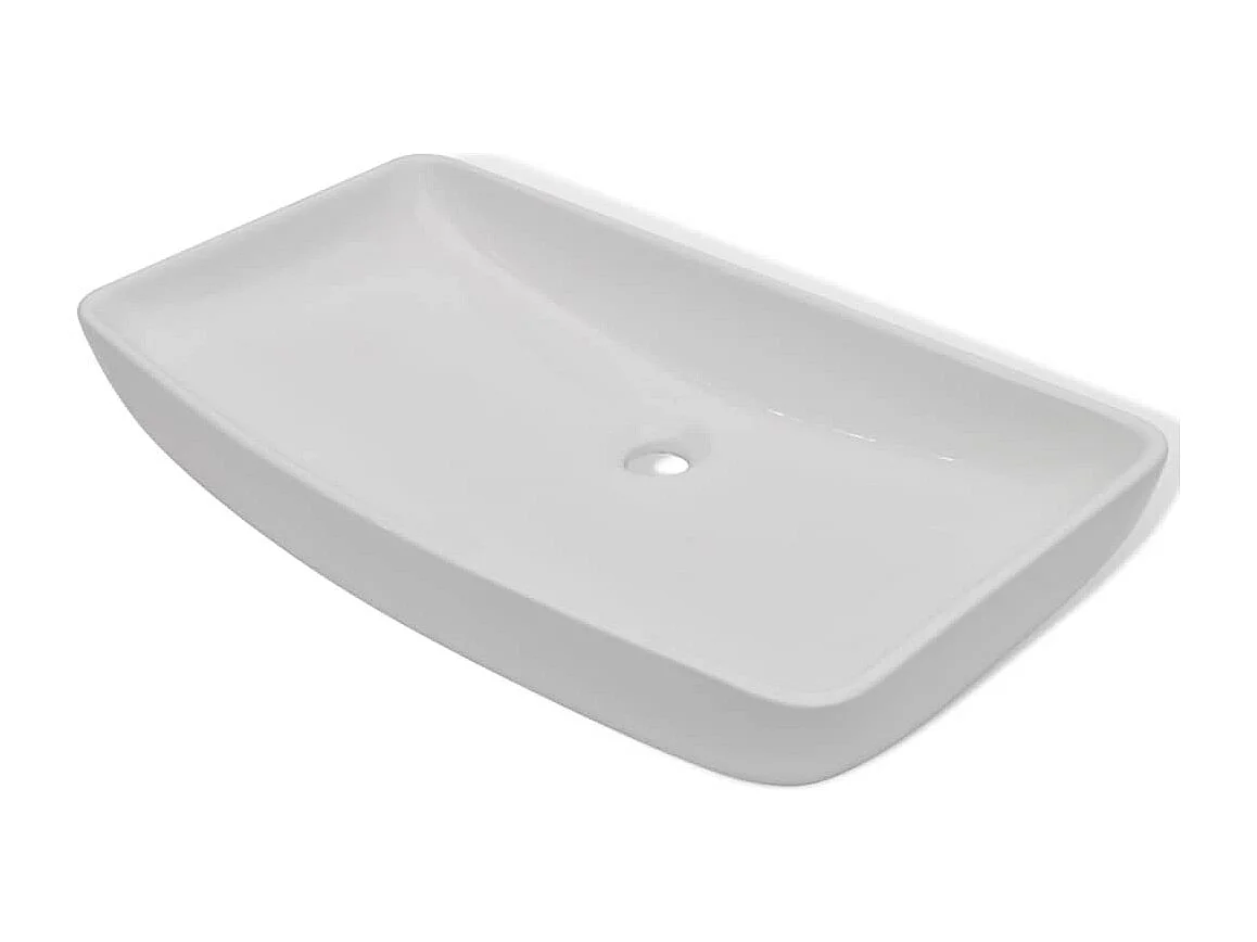Lavabo rectangular de cerámica y grifo monomando 71x38 cm blanco 02_0002839