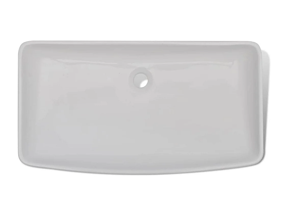 Lavabo rectangular de cerámica y grifo monomando 71x38 cm blanco 02_0002839