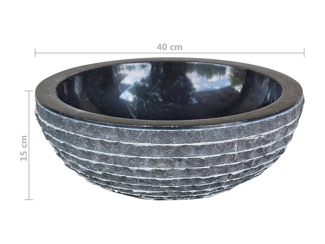 Fregadero de mármol diámetro 40 cm negro 02_0002836