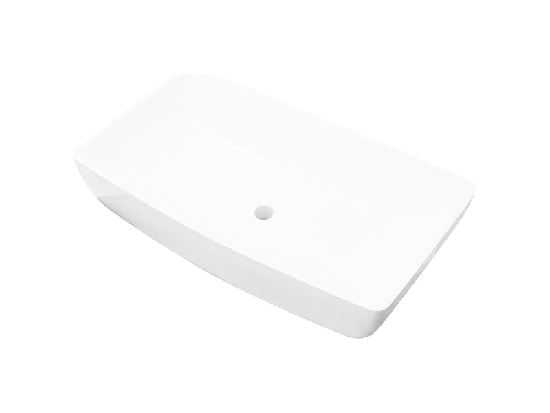 Lavatório retangular de bancada banheira 71 x 39 cm cerâmica branca 02_0002490